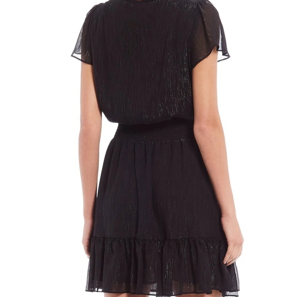 NWOT Michael Kors Petite Ruffled Shimmer Black Party Cocktail Dress Size M - Picture 2 of 3